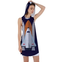 Rocket Space Universe Spaceship Racer Back Hoodie Dress by Sarkoni