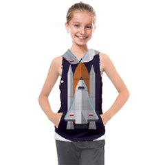 Rocket Space Universe Spaceship Kids  Sleeveless Hoodie by Sarkoni