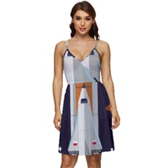 Rocket Space Universe Spaceship V-neck Pocket Summer Dress  by Sarkoni