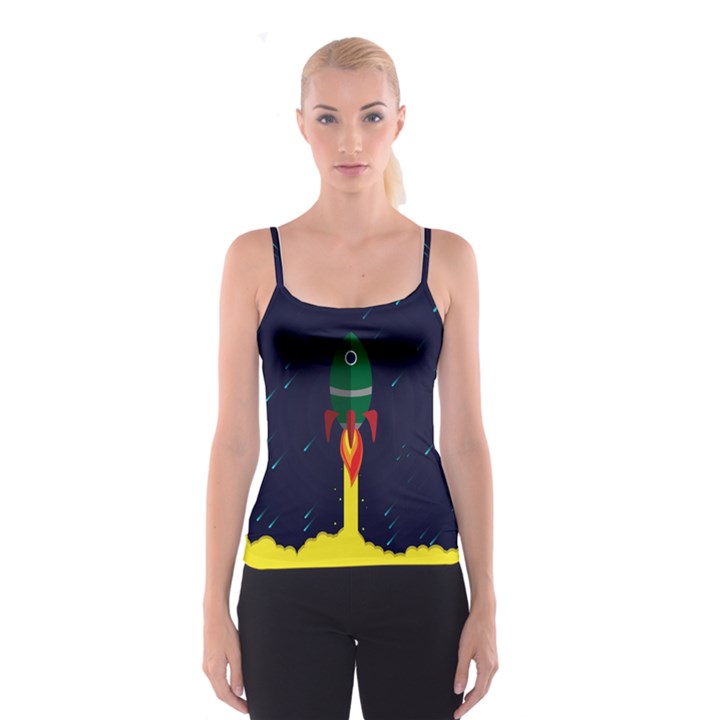 Rocket Halftone Astrology Astronaut Spaghetti Strap Top