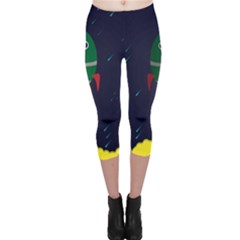 Rocket Halftone Astrology Astronaut Capri Leggings  by Sarkoni