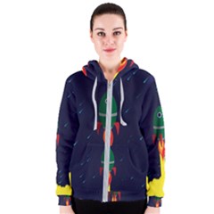 Rocket Halftone Astrology Astronaut Women s Zipper Hoodie by Sarkoni