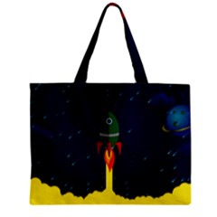 Rocket Halftone Astrology Astronaut Zipper Mini Tote Bag by Sarkoni