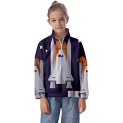 Rocket Space Universe Spaceship Kids  Half Zip Hoodie by Sarkoni