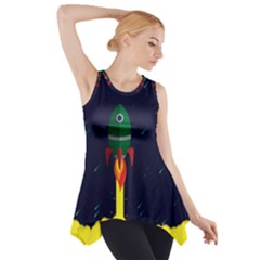 Rocket Halftone Astrology Astronaut Side Drop Tank Tunic by Sarkoni