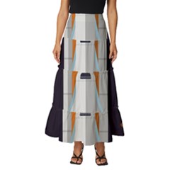 Rocket Space Universe Spaceship Tiered Ruffle Maxi Skirt by Sarkoni