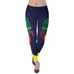 Rocket Halftone Astrology Astronaut Velvet Leggings by Sarkoni