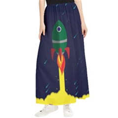 Rocket Halftone Astrology Astronaut Maxi Chiffon Skirt by Sarkoni