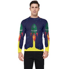 Rocket Halftone Astrology Astronaut Men s Long Sleeve Rash Guard by Sarkoni