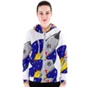 Rocket Ship Launch Vehicle Moon Women s Zipper Hoodie View1