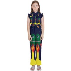 Rocket Halftone Astrology Astronaut Kids  Sleeveless Ruffle Edge Band Collar Chiffon One Piece by Sarkoni