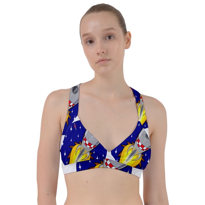 Rocket Ship Launch Vehicle Moon Sweetheart Sports Bra