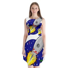 Rocket Ship Launch Vehicle Moon Sleeveless Chiffon Dress   by Sarkoni