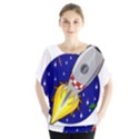 Rocket Ship Launch Vehicle Moon Batwing Chiffon Blouse View1