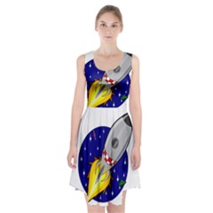 Rocket Ship Launch Vehicle Moon Racerback Midi Dress by Sarkoni