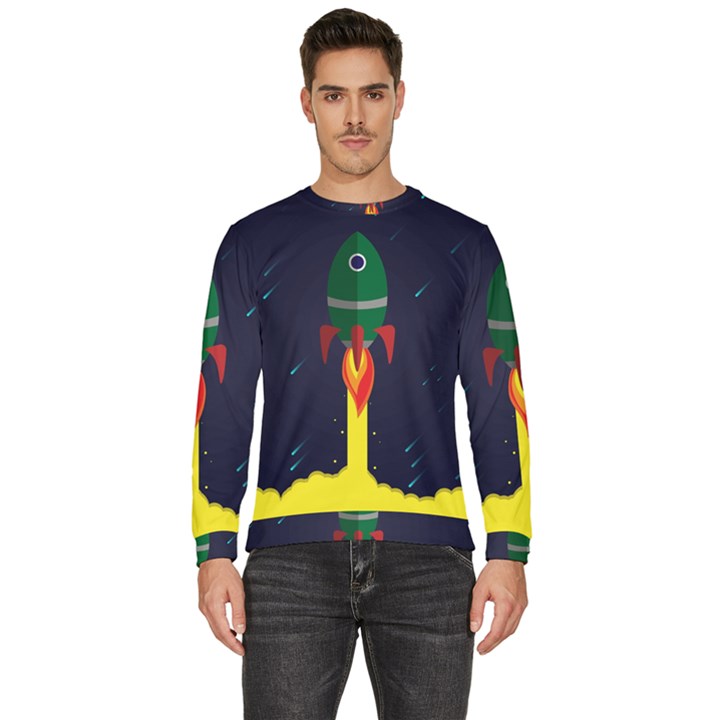 Rocket Halftone Astrology Astronaut Men s Fleece Sweatshirt