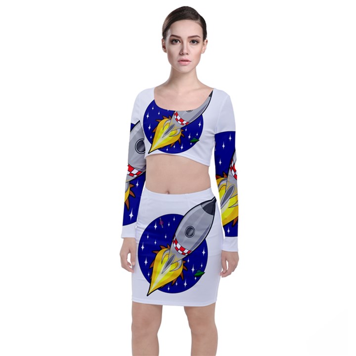 Rocket Ship Launch Vehicle Moon Top and Skirt Sets