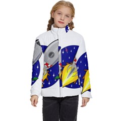 Rocket Ship Launch Vehicle Moon Kids  Puffer Bubble Jacket Coat