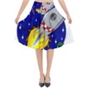 Rocket Ship Launch Vehicle Moon Flared Midi Skirt View1