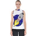 Rocket Ship Launch Vehicle Moon Mock Neck Shell Top View1