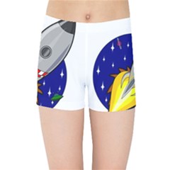 Rocket Ship Launch Vehicle Moon Kids  Sports Shorts by Sarkoni