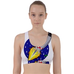 Rocket Ship Launch Vehicle Moon Back Weave Sports Bra by Sarkoni