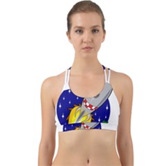 Rocket Ship Launch Vehicle Moon Back Web Sports Bra by Sarkoni