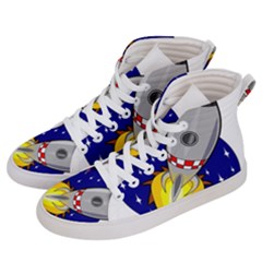 Rocket Ship Launch Vehicle Moon Women s Hi-top Skate Sneakers by Sarkoni