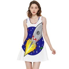 Rocket Ship Launch Vehicle Moon Inside Out Reversible Sleeveless Dress by Sarkoni