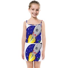 Rocket Ship Launch Vehicle Moon Kids  Summer Sun Dress by Sarkoni