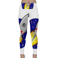 Rocket Ship Launch Vehicle Moon Lightweight Velour Classic Yoga Leggings by Sarkoni