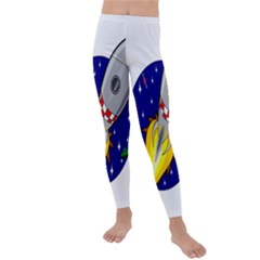 Rocket Ship Launch Vehicle Moon Kids  Lightweight Velour Leggings by Sarkoni