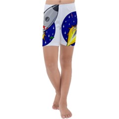 Rocket Ship Launch Vehicle Moon Kids  Lightweight Velour Capri Yoga Leggings by Sarkoni