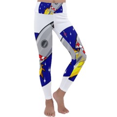 Rocket Ship Launch Vehicle Moon Kids  Lightweight Velour Classic Yoga Leggings by Sarkoni