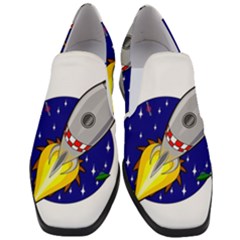 Rocket Ship Launch Vehicle Moon Women Slip On Heel Loafers by Sarkoni