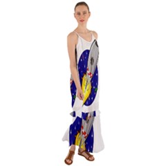 Rocket Ship Launch Vehicle Moon Cami Maxi Ruffle Chiffon Dress by Sarkoni