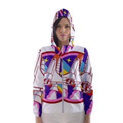 Badge Patch Pink Rainbow Rocket Women s Hooded Windbreaker by Sarkoni