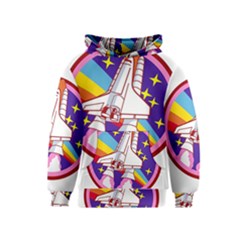 Badge Patch Pink Rainbow Rocket Kids  Pullover Hoodie by Sarkoni