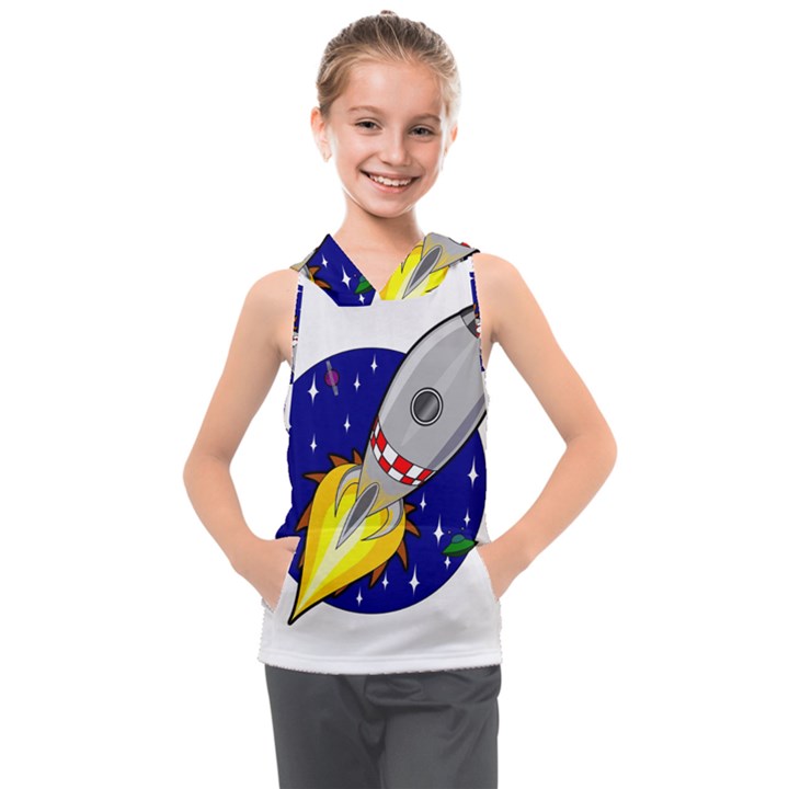 Rocket Ship Launch Vehicle Moon Kids  Sleeveless Hoodie