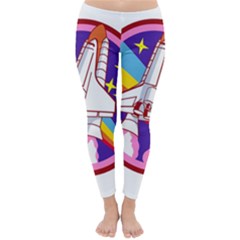 Badge Patch Pink Rainbow Rocket Classic Winter Leggings by Sarkoni