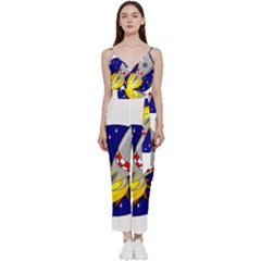 Rocket Ship Launch Vehicle Moon V-neck Camisole Jumpsuit by Sarkoni