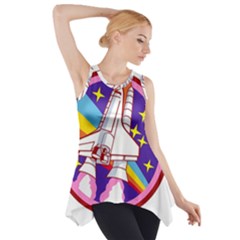 Badge Patch Pink Rainbow Rocket Side Drop Tank Tunic by Sarkoni