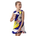 Rocket Ship Launch Vehicle Moon Kids  Pilgrim Collar Ruffle Hem Dress View2