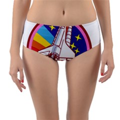 Badge Patch Pink Rainbow Rocket Reversible Mid-waist Bikini Bottoms by Sarkoni