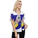 Rocket Ship Launch Vehicle Moon Bow Sleeve Button Up Top View3