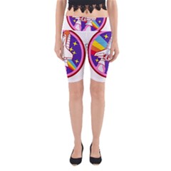 Badge Patch Pink Rainbow Rocket Yoga Cropped Leggings by Sarkoni