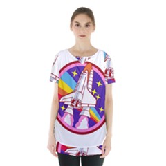 Badge Patch Pink Rainbow Rocket Skirt Hem Sports Top by Sarkoni