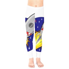 Rocket Ship Launch Vehicle Moon Kids  Classic Winter Leggings by Sarkoni