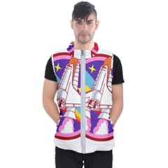 Badge Patch Pink Rainbow Rocket Men s Puffer Vest by Sarkoni