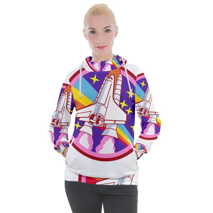 Badge Patch Pink Rainbow Rocket Women s Hooded Pullover